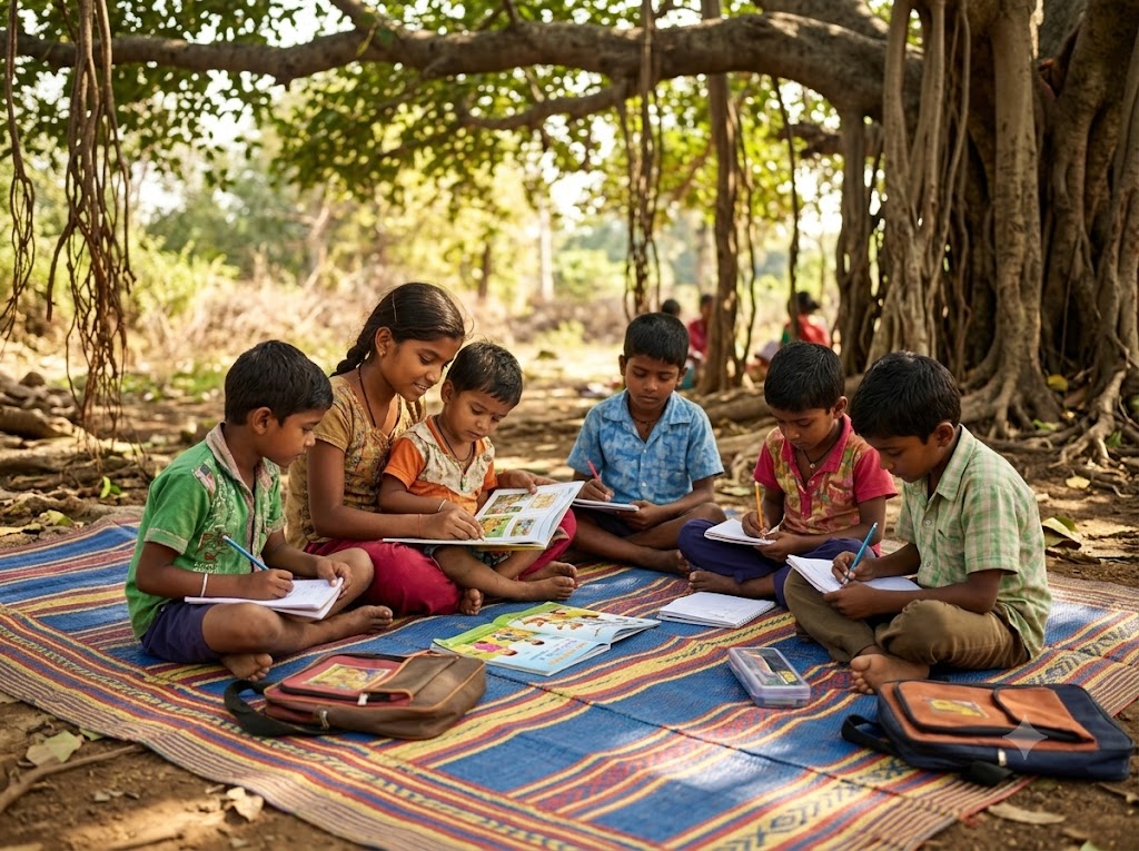 Children Studying Together